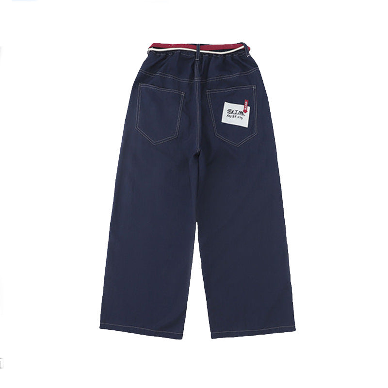 Unisex wide Denim Pants with elastic waistband Mune Fashion