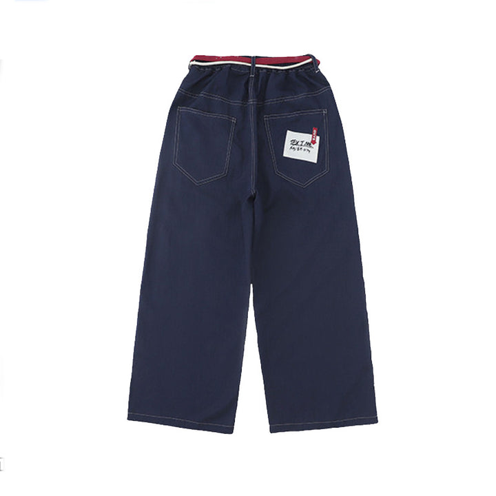 Unisex wide Denim Pants with elastic waistband Mune Fashion