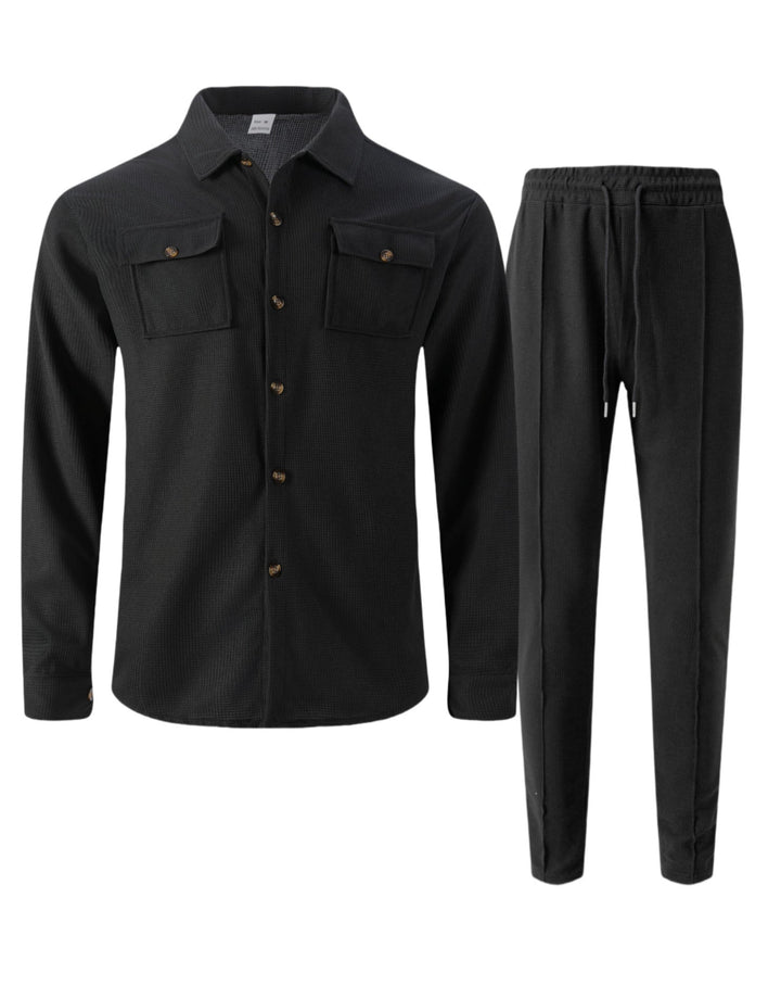 Men's Leisure Suit with Modern Check Pattern Mune
