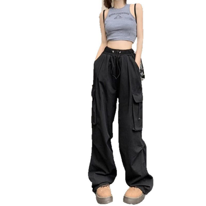 Women's Cargo Pants with High Waist, Elastic Waistband, Large Flap Pockets, and Drawstring Mune Fashion