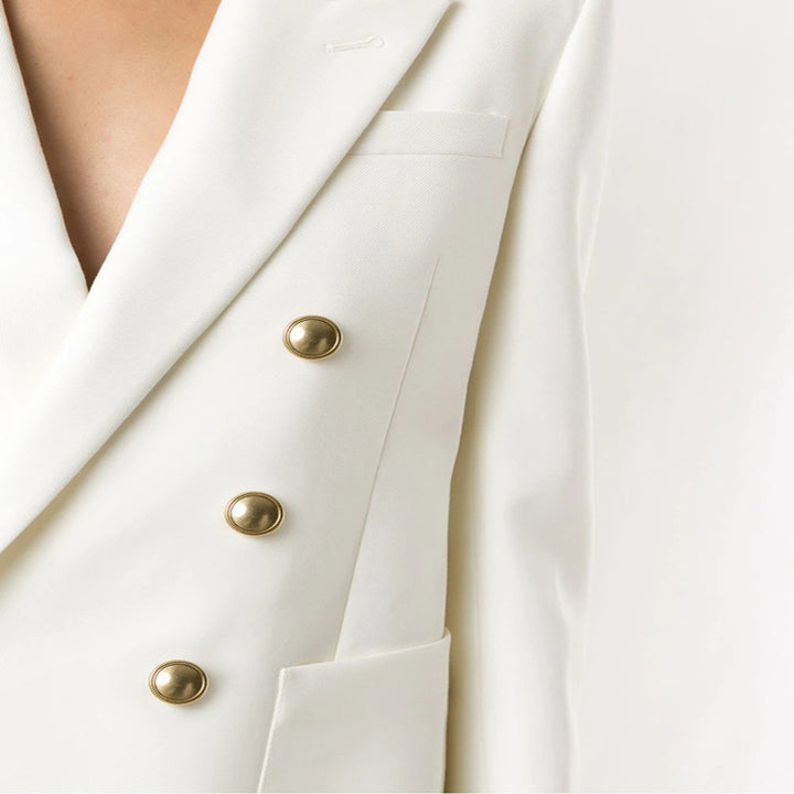 Women's Boxy Double-Breasted Blazer in Clean Tailoring with Structured Shoulders Mune Fashion