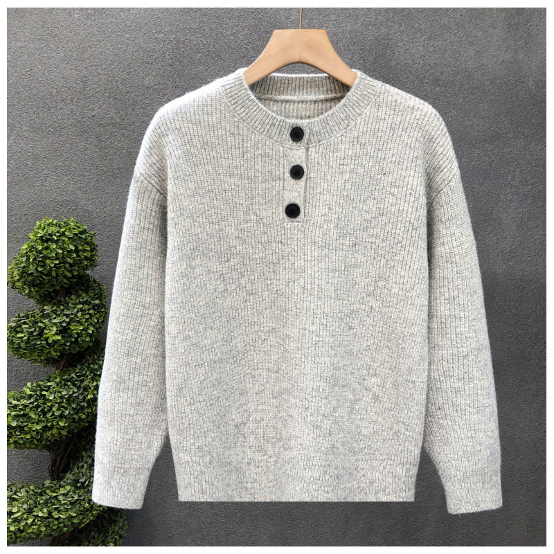 Men's Comfortable Ribbed Half-Button Sweater with Crew Neck and Casual Fit Mune Fashion