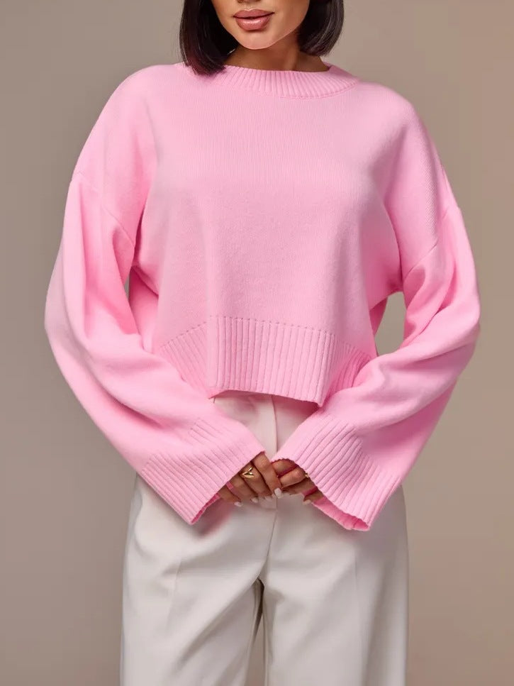 Women's Fashionable Cropped Sweater with Loose Fit