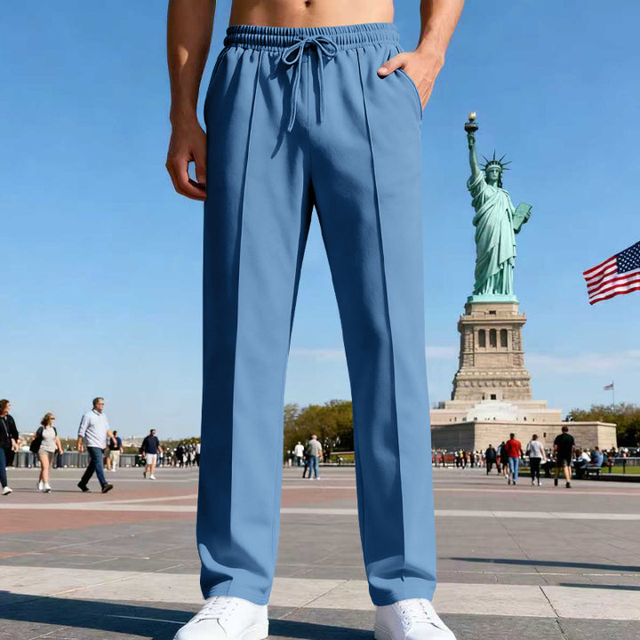 Men's casual-elegant pleated sweatpants with crease, elastic drawstring waistband and side pockets Mune Fashion