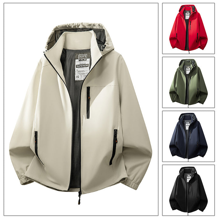 Men's lightweight water-repellent hooded softshell jacket with mesh lining, zip pockets & elastic cuffs Mune Fashion