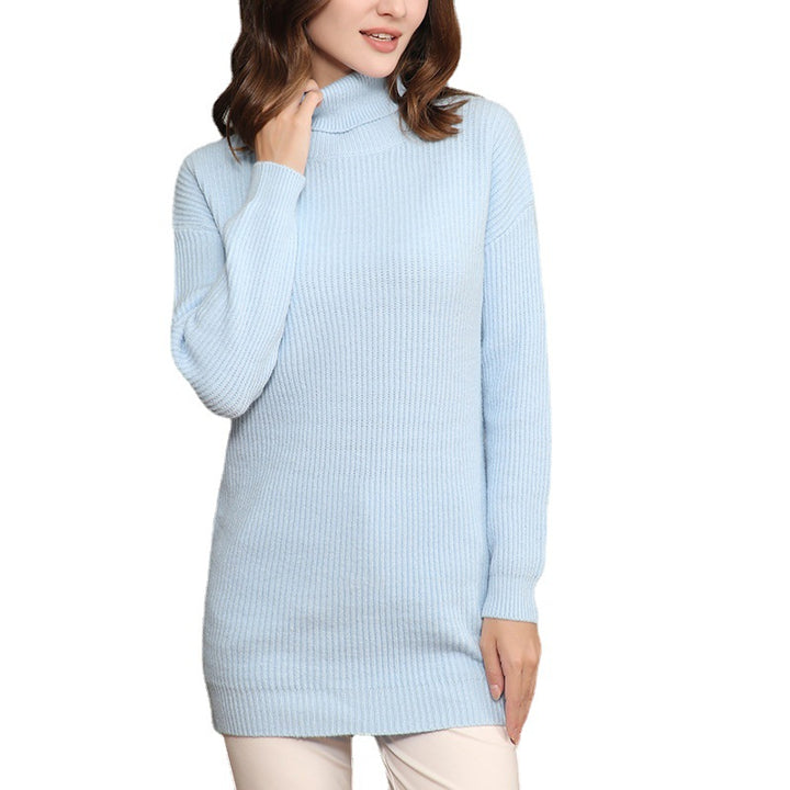 Women's Long Ribbed Turtleneck Sweater in Oversized Fit Mune Fashion