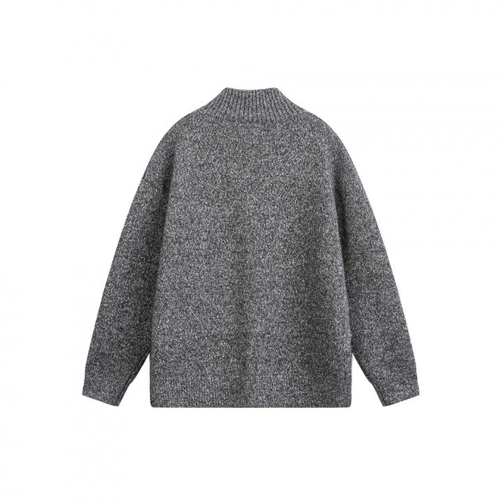 Unisex Chunky Knit Oversized Cardigan with Stand-Up Collar and Full Button Placket Mune Fashion