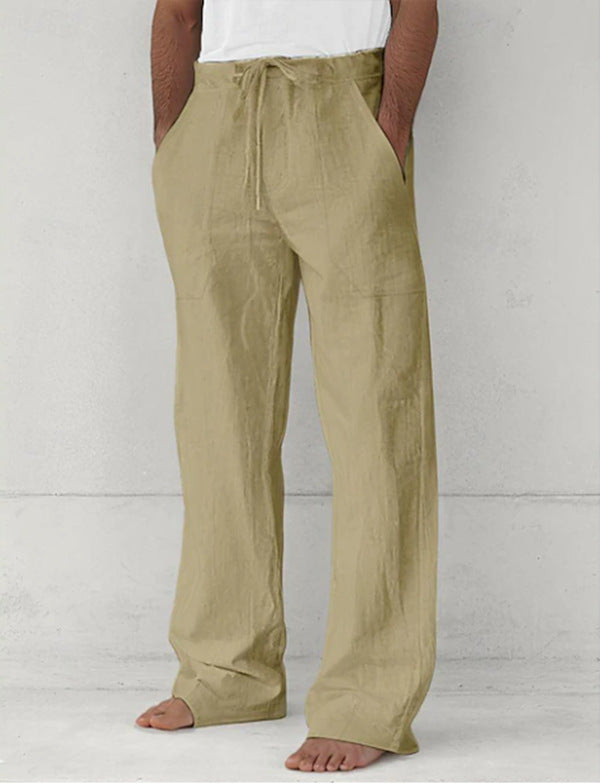Men's light Relax Chino made of linen blend with loose leg, drawstring waistband and side pockets Mune Fashion