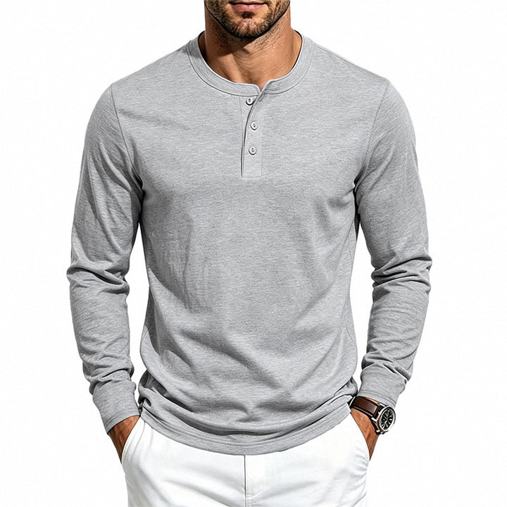 Men's Long Sleeve Henley Shirt made of fine waffle texture with 3-button placket Mune Fashion