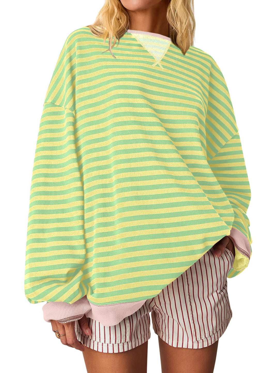 Women Oversized Striped Sweatshirt