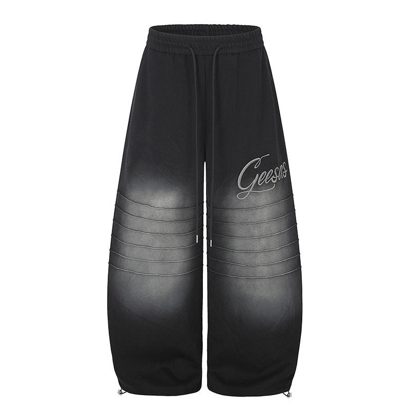 Women's Extra Wide Palazzo Sweatpants with Quilted Details, Drawstring Waistband, and Adjustable Hem Mune Fashion