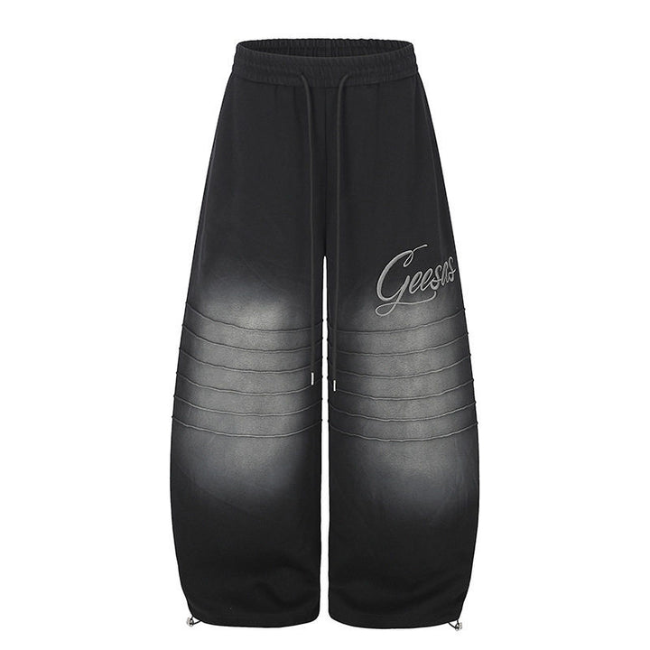 Women's Extra Wide Palazzo Sweatpants with Quilted Details, Drawstring Waistband, and Adjustable Hem Mune Fashion