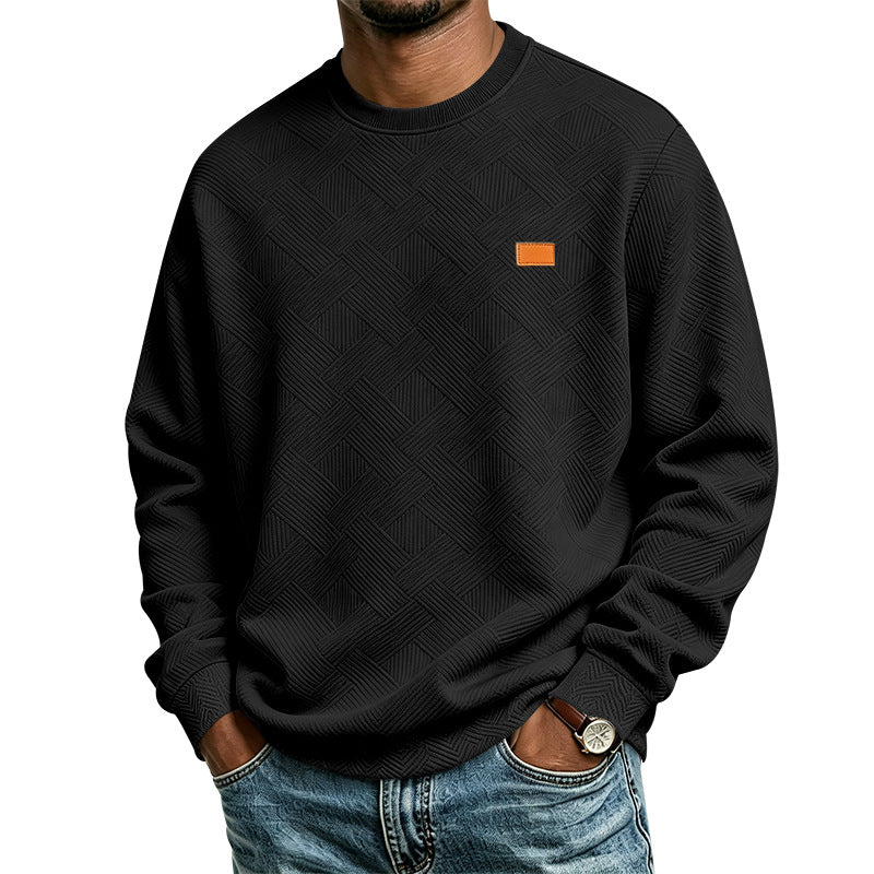 Men's textured crew neck sweatshirt made of fine knit with woven structure Mune Fashion