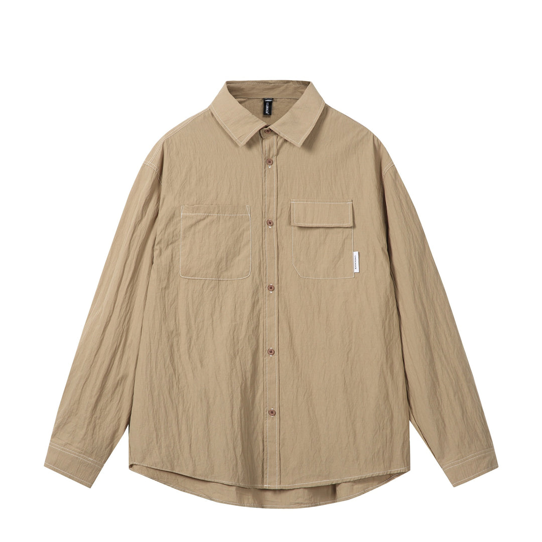 Unisex Oversize Shirt Jacket with prominent contrast stitching and patch chest pockets Mune Fashion