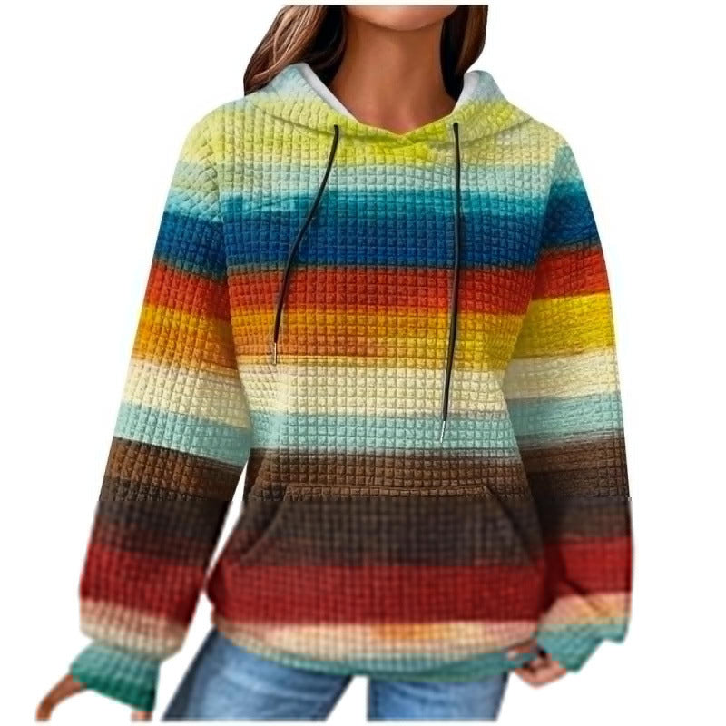 Women’s Fashionable Hooded Sweater in Checkered Design Mune Fashion