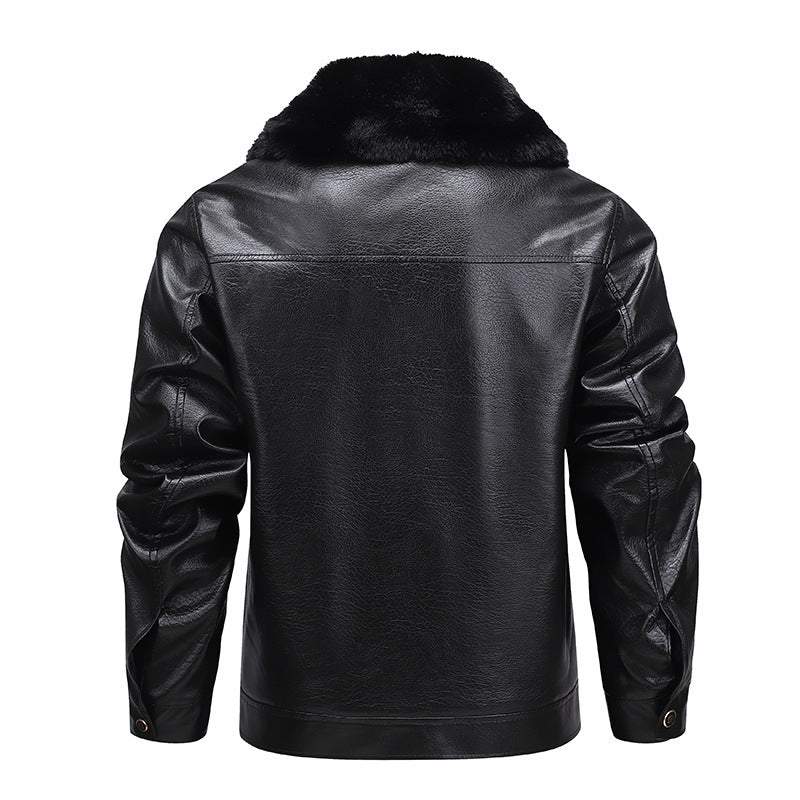 Men's faux leather pilot jacket with full teddy lining and distinctive fur collar Mune Fashion