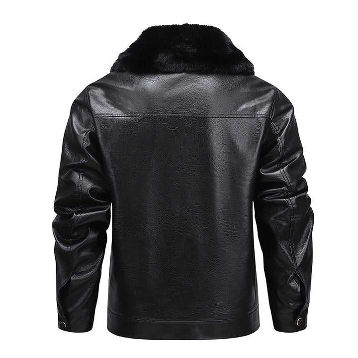 Men's faux leather pilot jacket with full teddy lining and distinctive fur collar Mune Fashion