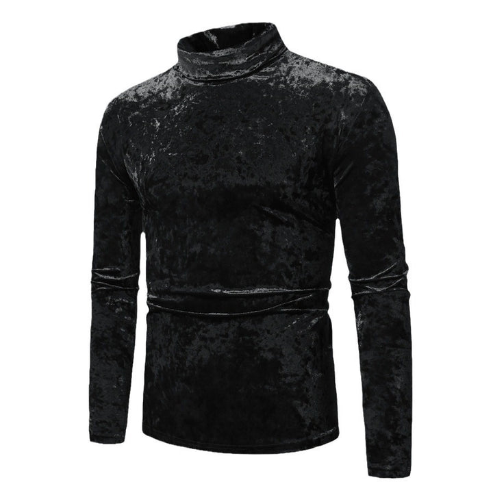 Men's figure-hugging velvet polo collar long sleeve shirt with stretch content Mune Fashion