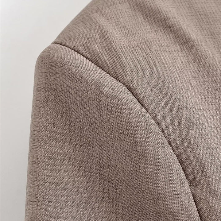 Women's Tailored Short Blazer with Decorative Double Button Placket and Shaped Hem Mune Fashion