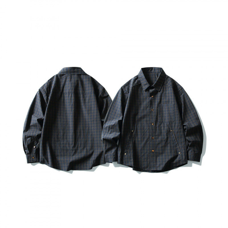 Men's overshirt in check pattern with front pockets and snap button placket Mune Fashion