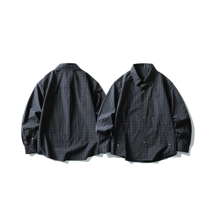 Men's overshirt in check pattern with front pockets and snap button placket Mune Fashion