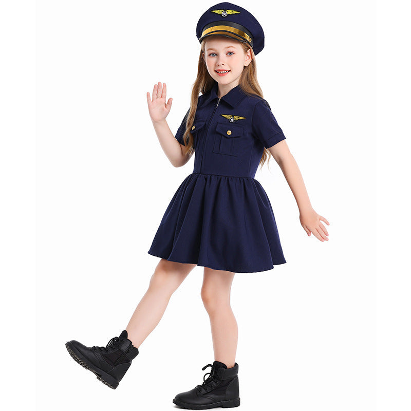 Girl pilot dress with stylish cut and detailed accessories Mune Fashion