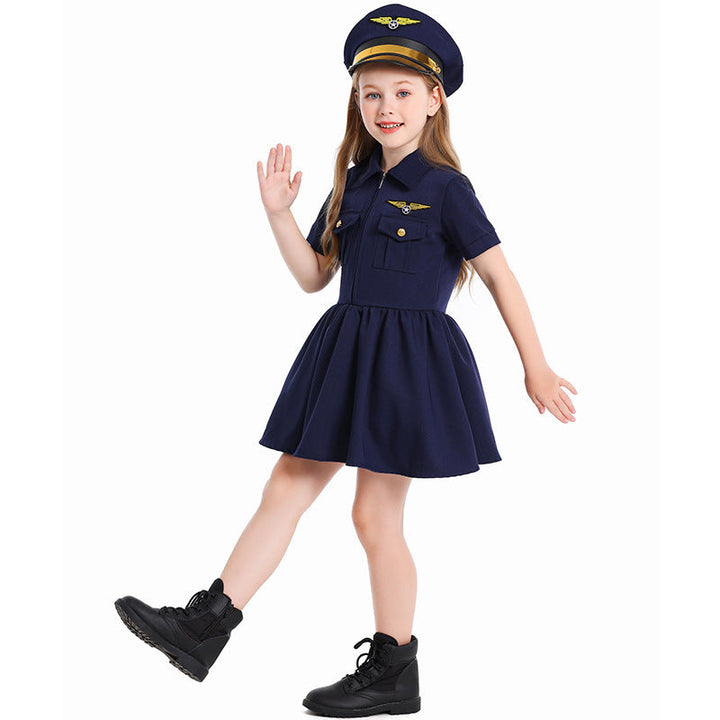 Girl pilot dress with stylish cut and detailed accessories Mune Fashion