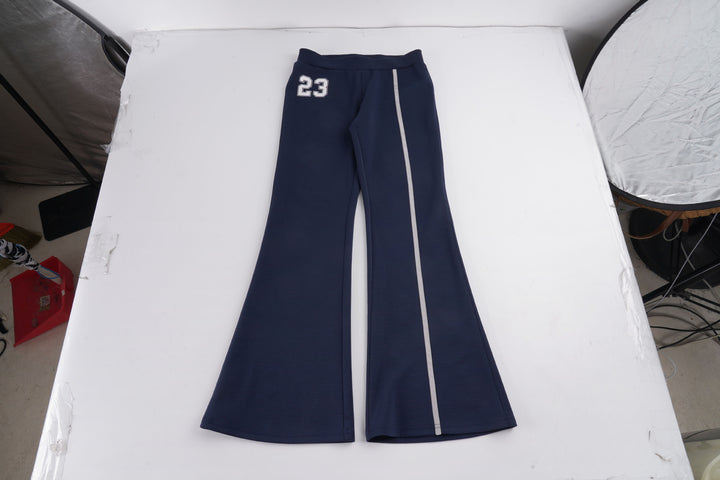 Women's Flared-Training Pants with Contrast Stripes and Number Appliqué Mune Fashion