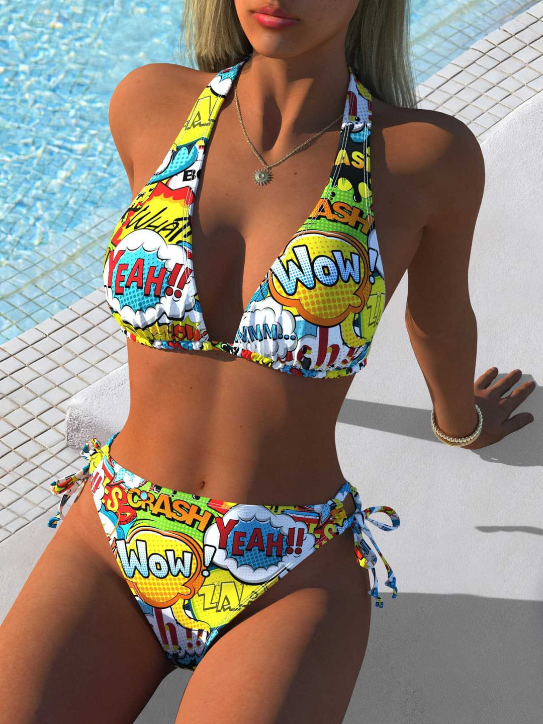 Women's triangle bikini with elegant animal print and adjustable straps Mune Fashion