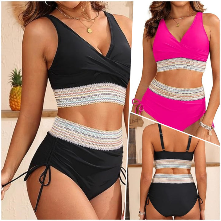 Women High-Cut Bikini Set with Fashionable Wrap Top Mune Fashion