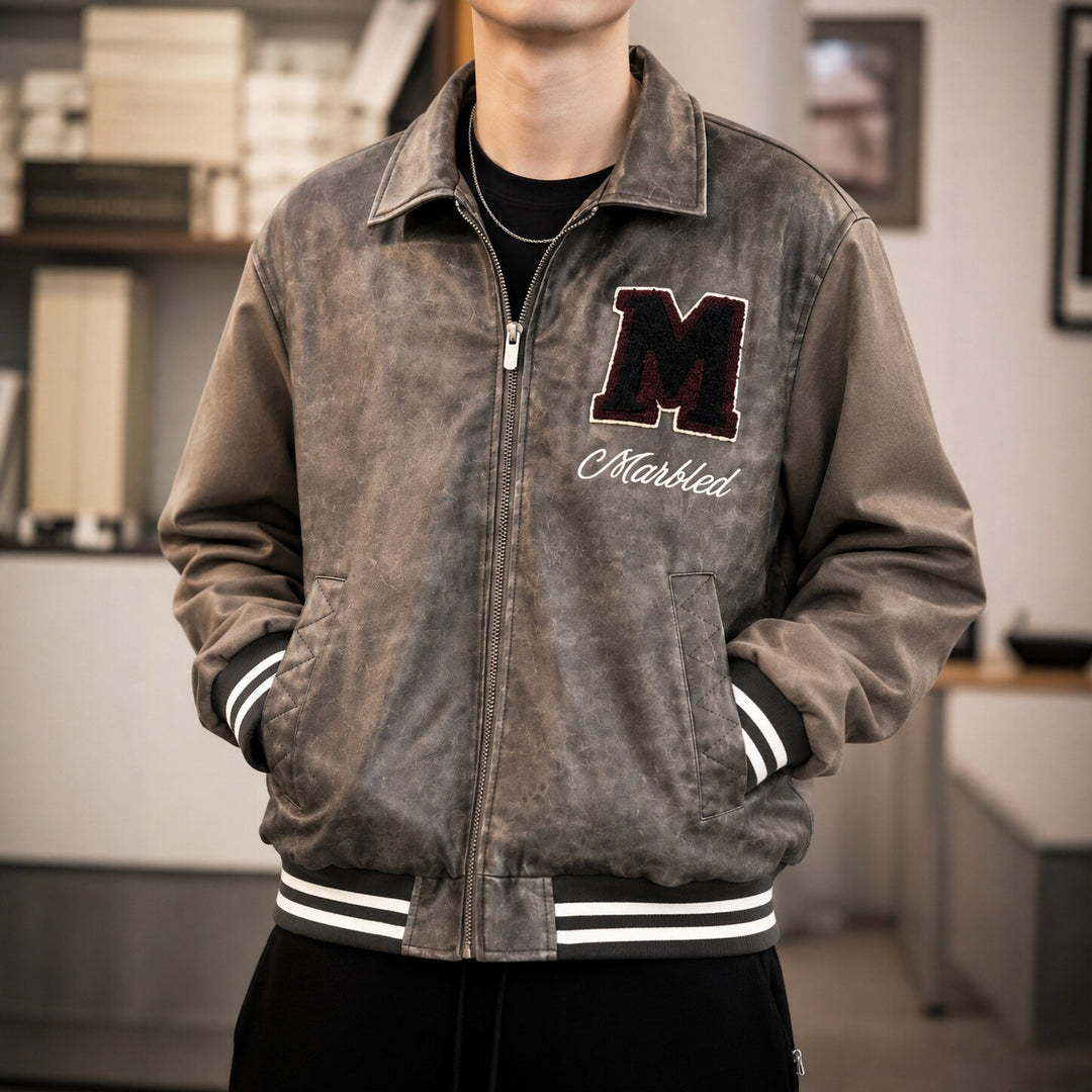 Men's Fashionable Bomber Jacket with Embroidery Details Mune Fashion