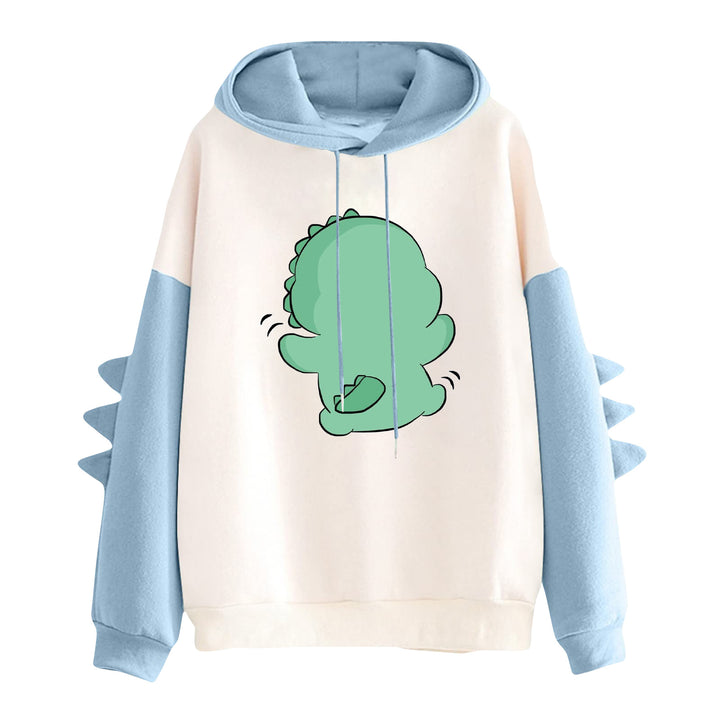 Women's hoodie with cute dinosaur print and three-dimensional spikes Mune Fashion