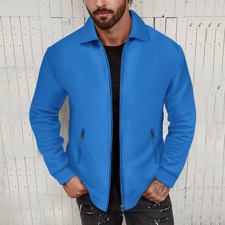Men's Light Structured Zip Transitional Jacket with Kent Collar and Zip Pockets Mune Fashion