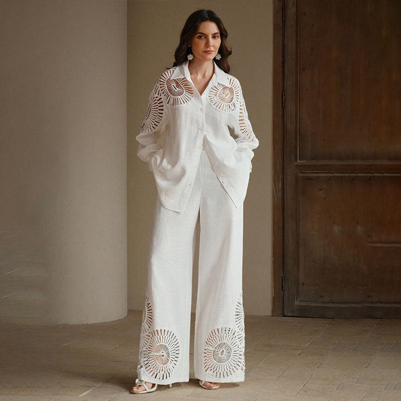 Women Elegant Blouses and Pants Combination Mune Fashion