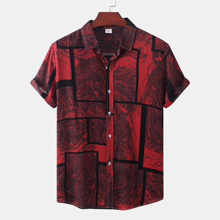 Men's short sleeve shirt with modern marble design and airy cut Mune Fashion