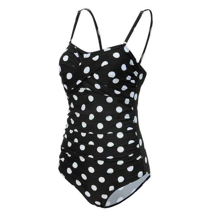 Women One-Piece Wrap Swimsuit with Striped Pattern Mune Fashion