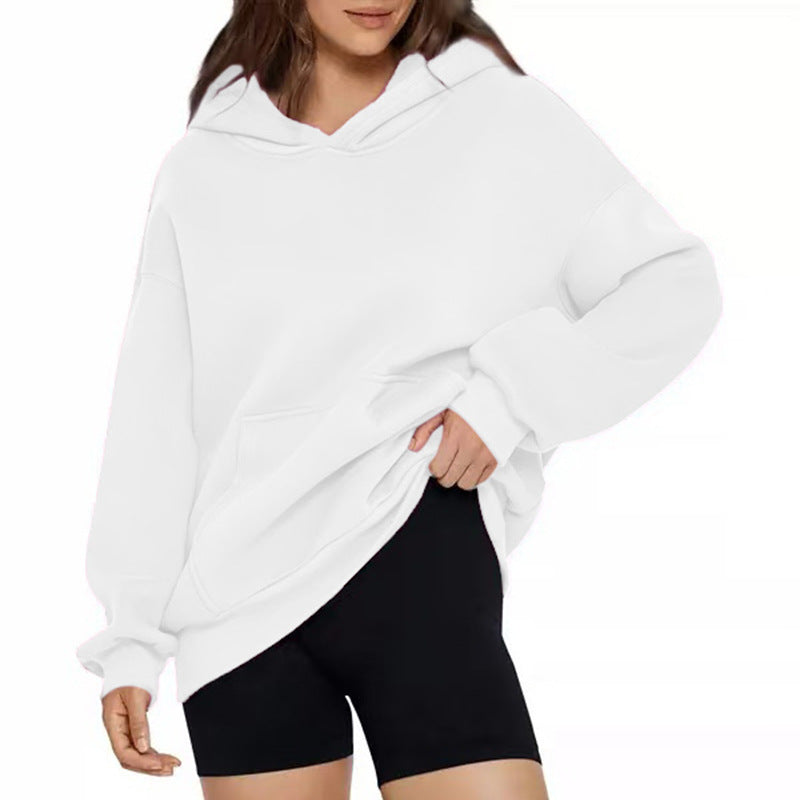 Women’s soft oversized hoodie with asymmetrical hem, kangaroo pocket, and dropped shoulder Mune Fashion