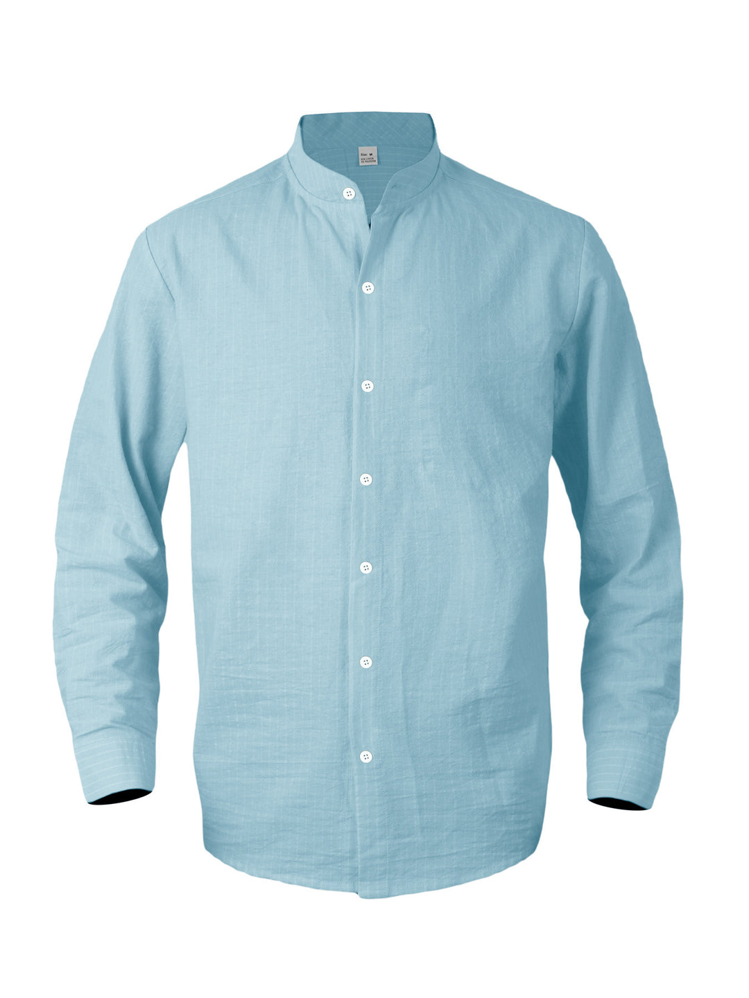 Men's striped stand-up collar shirt made of linen-cotton blend with button placket Mune Fashion