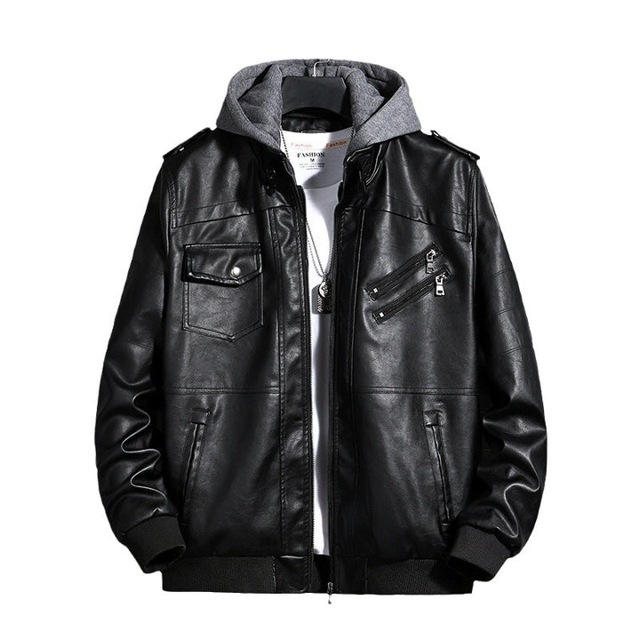 Men's Fashion Leather Jacket with Hood Mune Fashion