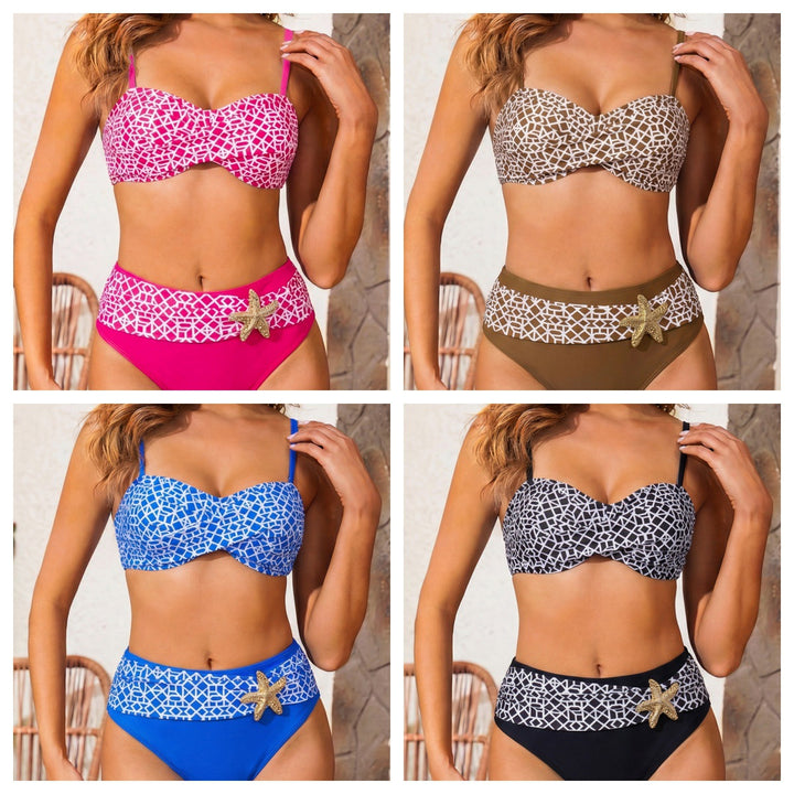 Women High-Quality Bikini Set with Geometric Pattern Mune Fashion
