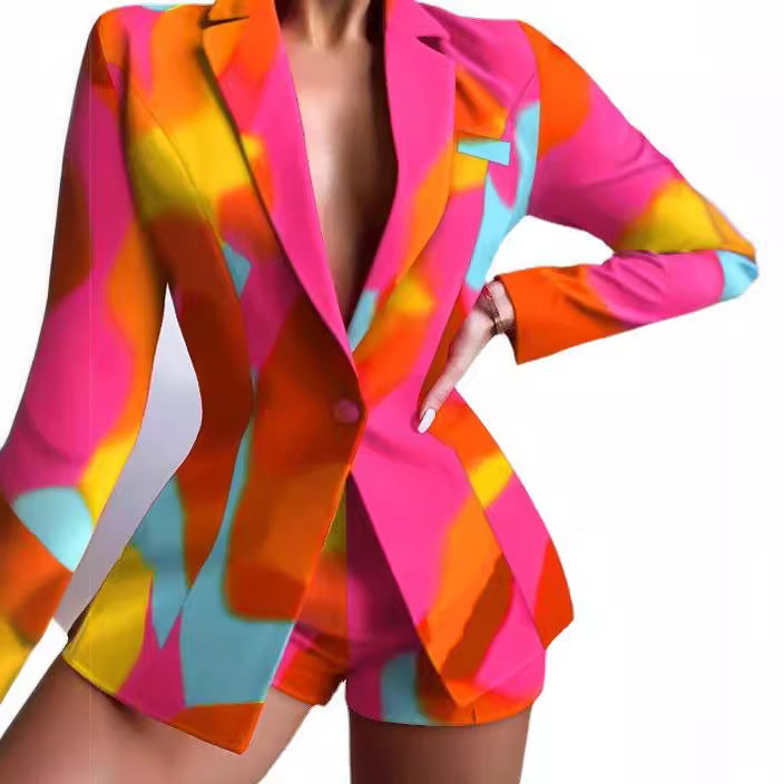 Women's tailored zebra print long blazer with emphasized waist and single-button Mune Fashion