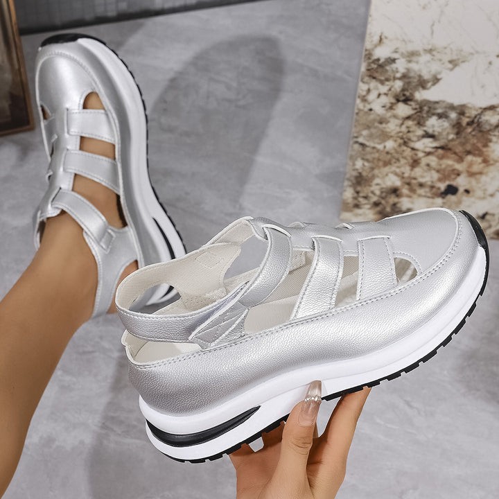 Women’s Platform Sneaker Sandal with Velcro and Closed Toe Mune Fashion