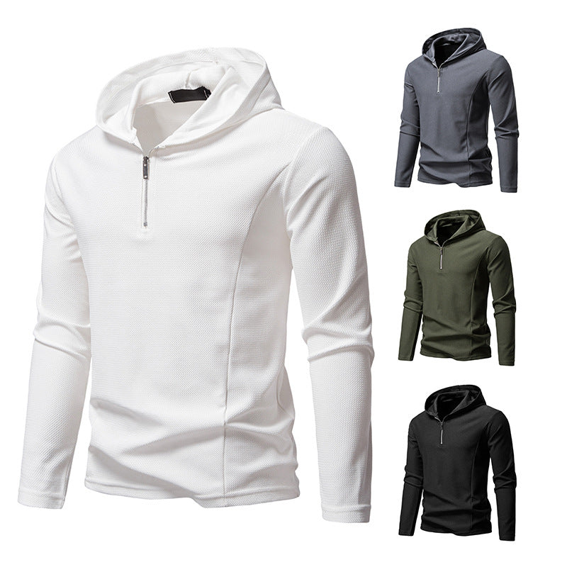 Men's Lightweight Textured Half-Zip Hoodie with Breathable Mesh Mune Fashion