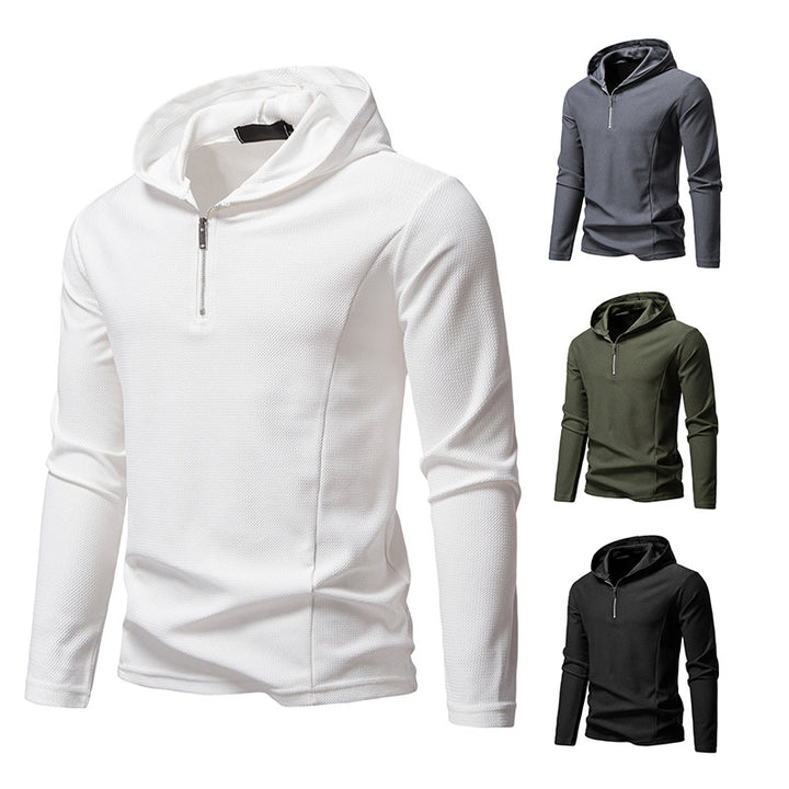 Men's Lightweight Textured Half-Zip Hoodie with Breathable Mesh Mune Fashion