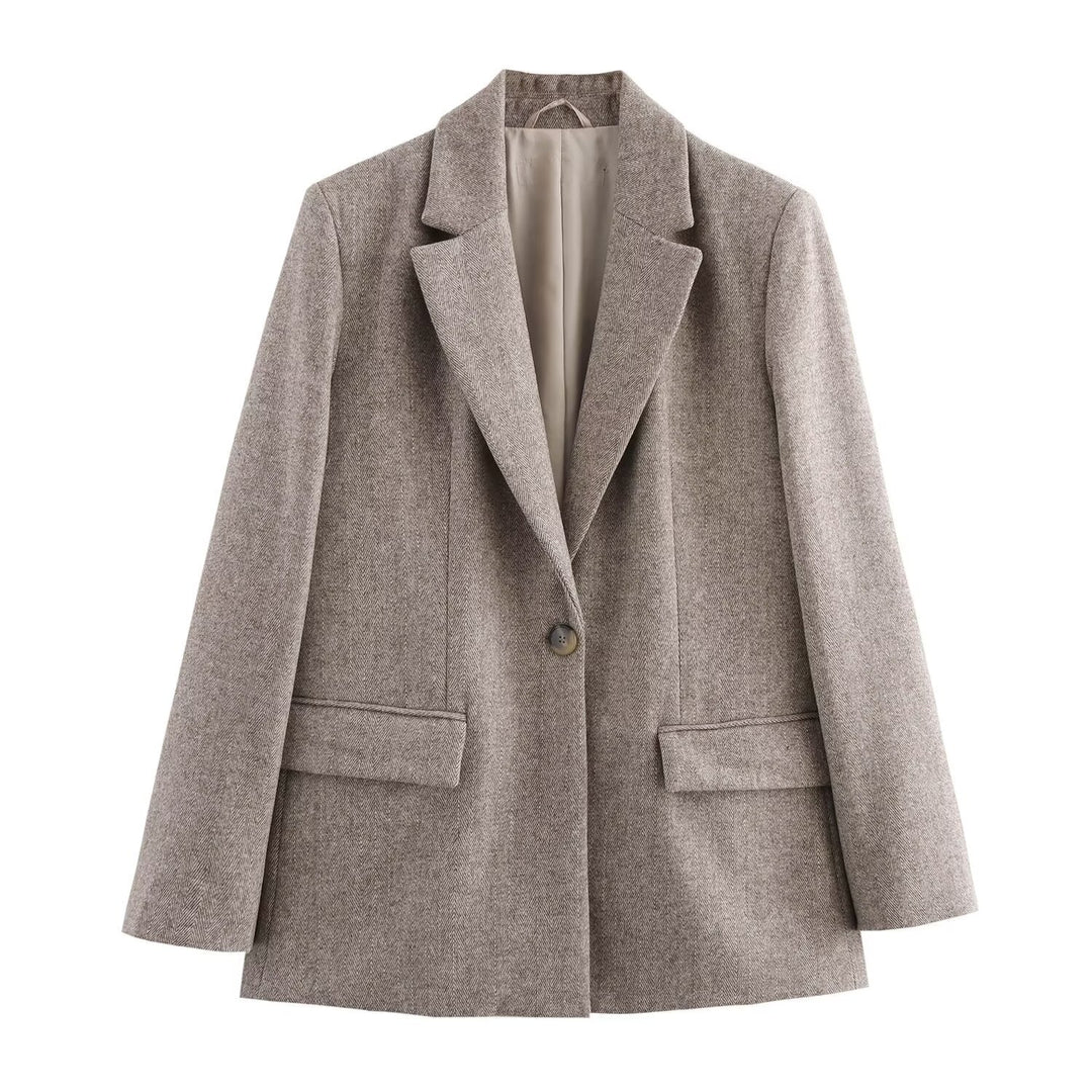 Women's wool blend blazer coat with tailored cut and single button closure Mune Fashion