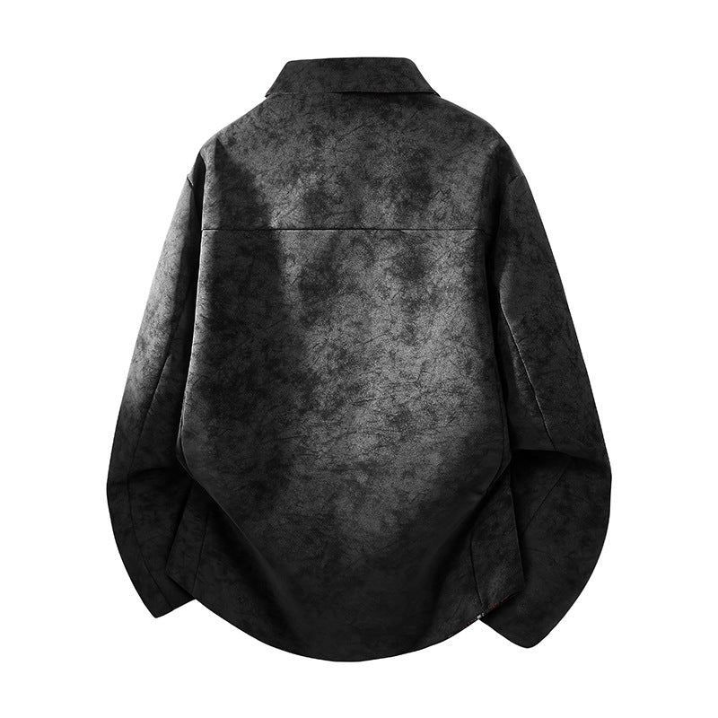 Men's oversized shirt jacket in suede look with checked flannel lining Mune Fashion