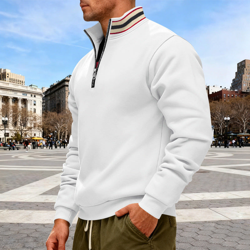 Men's half-zip sweatshirt with sporty ring collar and soft fleece inner lining Mune Fashion
