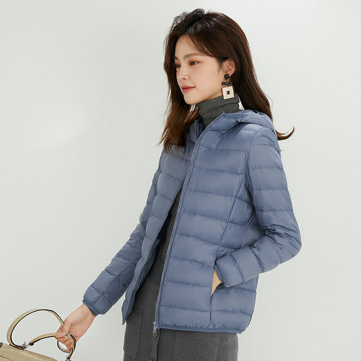 Women's Ultra-light Quilted Hooded Jacket with Ultra-flat Thermal Wadding Mune Fashion