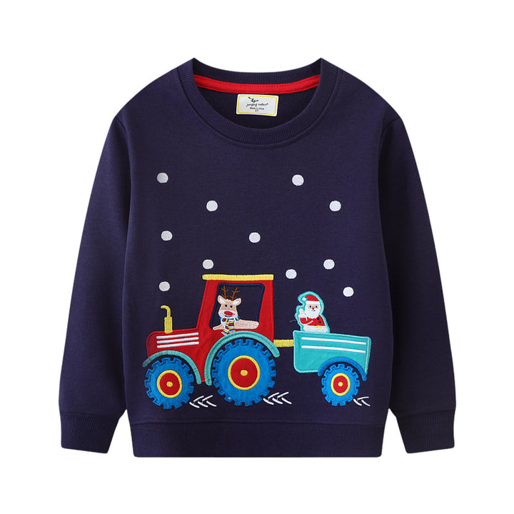 Boys sweatshirt with cheerful tractor and Christmas motif Mune Fashion
