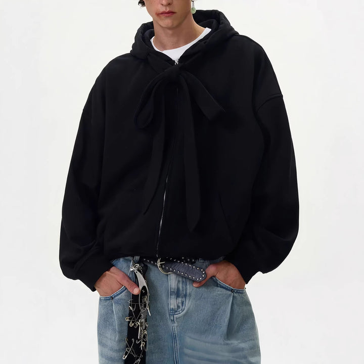Women's Fashion Hoodie Jacket with Bow Detail